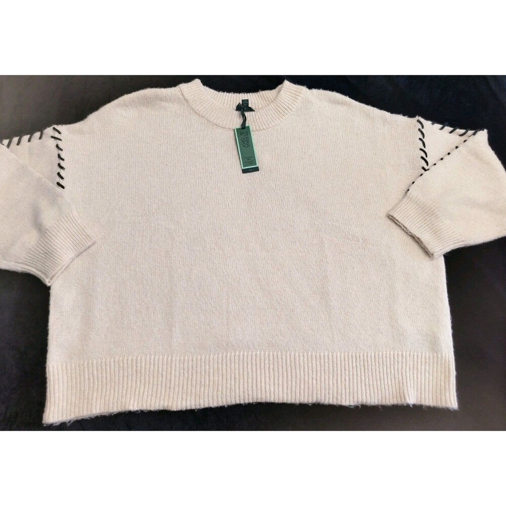 Terra & Sky Women’s Plus Ivory Heather Soft Knit Crew Neck Sweater 4X Dolman Sle
